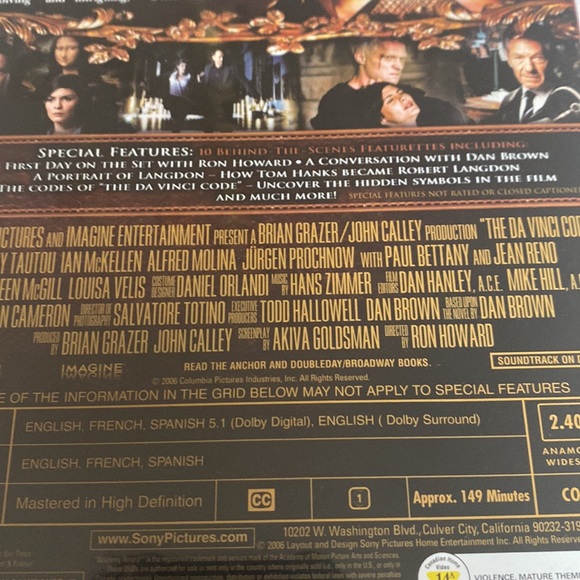 🎬PRICING🎬 The Da Vinci Code 2-Disc DVD with Tom Hanks - Widescreen Speci… - Picture 9 of 9